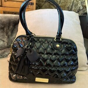 Betsy Johnson Black Quilted Handbag with Tassel